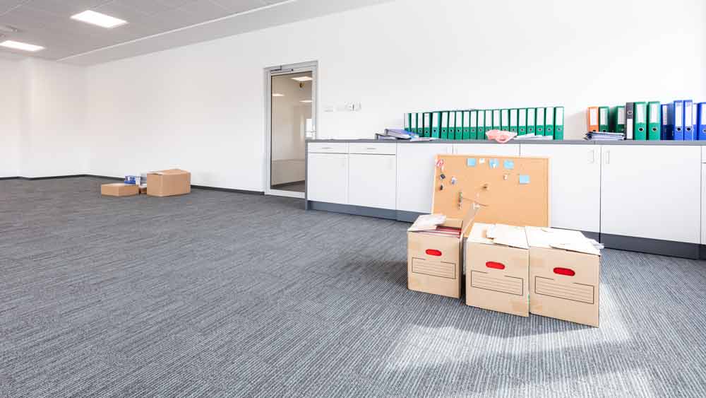 Office Move - Boxes empty office